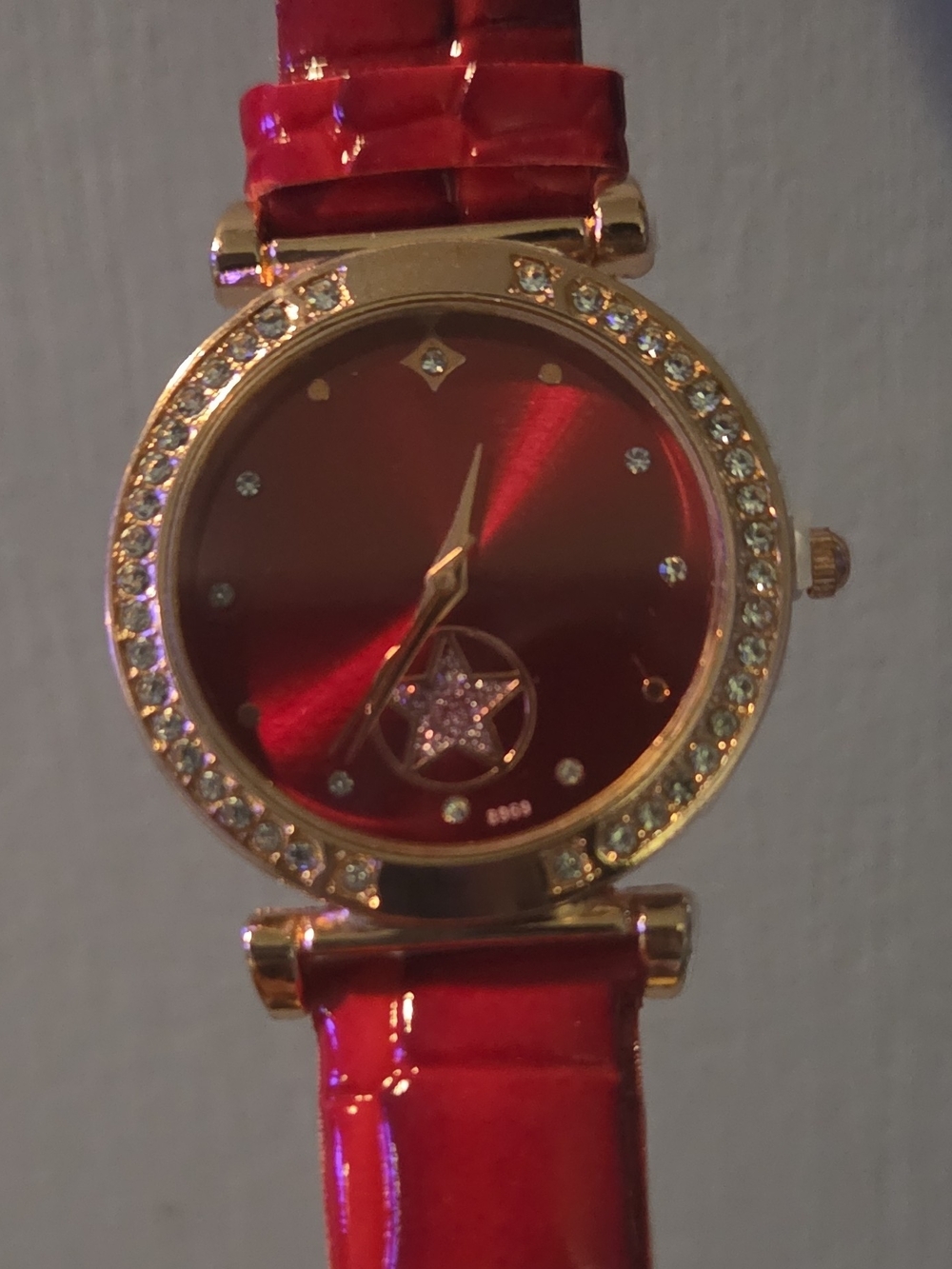 Red Crystal Accent Women's Wristwatch